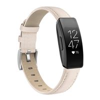 SWEES Compatible with Fitbit Inspire HR Bands/Inspire Band, Classic Leather Wristband Women Men Accessories Bands Compatible with Fitbit Inspire/Inspire HR Fitness Tracker Beige