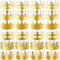 SIQUK 30 Pieces Paper Crowns Gold Party Crown Paper King Hats for Party and Birthday Celebration