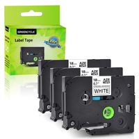 GREENCYCLE 3PK Extra Strength Adhesive Black on White Label Tape Compatible for Brother TZE-S241 TZ-S241 TZeS241,3/4 Inch,PT-P700 Labeling Maker