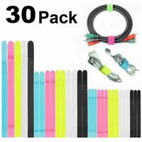Oneme Pack of 30 Reusable Cord Organizer, Cable Ties for Various Lines Fastening Cable Straps Cord Management (Assorted 3 Size and 5 Color)