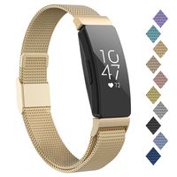 POY Compatible with Fitbit Inspire Hr Bands, Stainless Steel Replacement for Fitbit Inspire and Ace 2 Metal Loop Bracelet Sweatproof Wristbands for Women Rosegold Small