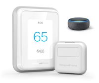 Echo Dot (3rd Gen) - Charcoal Fabric bundle with Honeywell Home T9 WIFI Smart Thermostat, Smart Room Sensor included