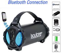 Boytone BT-38BL Portable Bluetooth Indoor/Outdoor Speaker 2.1 Hi-Fi Cylinder Loud Speaker with Built-in 2x3 Sub and SD Card, USB, USB Charger, AUX, FM Radio, Built in Rechargeable Battery