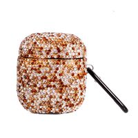 2019 Newest Luxurious Rhinestone AirPods Case with Keychain, Shockproof Protective Premium Crystal Cover Skin for AirPods Charging Case 2 & 1 (Yellow+AB C7)