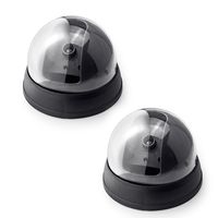 Fake Security Camera,Fuers Simulation Dummy Hemisphere Dome Camera Indoor/Outdoor Waterproof with Flashing Red LED Light and CCTV Warning Sticker for Home Business,2 Pack