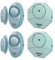 Techko S026 (2 pcs) Mighty Mini Alarms & (2 pcs) Vibration Entry Alarm - (4 Pack)