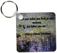 3dRose Thoreau Quote a Lake Scene Photo with a Thoreau Quote Key Chains, Set of 2 (kc_127862_1)