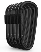 Gold Lion Gear Aluminum Carabiner D Shape Buckle Pack, Keychain Clip, Spring Snap Key Chain Clip Hook Screw Gate Buckle -Pack of Assorted Color Carabiners (Black, 5 Locking Carabiners)