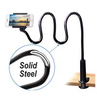 Cell Phone Clip on Stand Holder - with Grip Flexible Long Arm Gooseneck Bracket Mount Clamp for iPhone X/8/7/6/6s/5 Samsung S8/S7, used for bed, desktop, Black