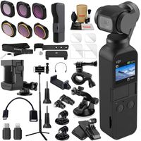 DJI OSMO Pocket 3 Axis Gimbal Camera Elite Combo Bundle with ND & Rotating Polarizer Filter Set, Extension Rod/Selfie Stick, Tripod & Must Have Accessories