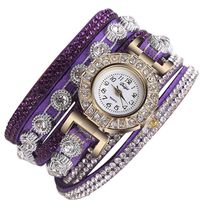 Cliramer Women Fashion Casual Rhinestone Watch with Leather Strap Analog Quartz Wristwatch for Gift (Dark Purple)