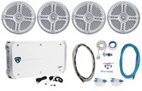 (4) Rockville RMSTS65S 6.5" 1600w Marine Boat Speakers+6-Ch Amplifier+Amp Kit