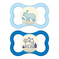 MAM Air Night Pacifiers (2 pack, 1 Sterilizing Pacifier Case), MAM Sensitive Skin Pacifier 6+ Months, Glow in the Dark Pacifier, Best Pacifier for Breastfed Babies, Baby Boy Pacifiers