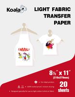 Koala Light T-shirt Transfer Paper for Light Color Fabric 8.5X11 Inches 20 Sheets Compatible with Inkjet Printer