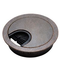 Antique Bronze Metal Cable Grommet - 2 Piece"Lock in" Feature with"Brush" Opening for Management of Office & Computer Desk Wires - 60mm (2 3/8") Hole Opening - 1 Pack