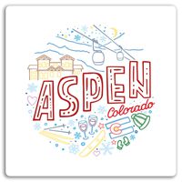 2 x 10cm Aspen America Vinyl Stickers - Ski Skiing Sticker Laptop Luggage #17669 (10cm Wide)