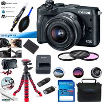 Canon EOS M6 Mirrorless Digital Camera with 15-45mm Lens (Black) - Deal-Expo Accessories Bundle