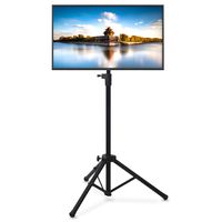 Pyle Premium LCD Flat Panel TV Tripod, Portable TV Stand, Foldable Stand Mount, Fits LCD LED Flat Screen TV Up To 32", Adjustable Height, 22 lbs Weight Capacity, VESA 75x75, 100x100 (PTVSTNDPT3215)