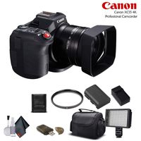Canon XC15 4K Professional Camcorder (1456C002) Extra Battery UV Filter, LED Light, Case More. - Starter Bundle