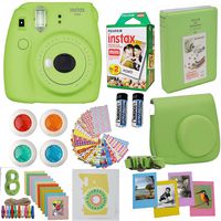 Fujifilm Instax Mini 9 Instant Camera Lime Green + Fuji Instax Film Twin Pack (20PK) + Camera Case + Frames + Photo Album + 4 Color Filters and More Top Accessories Bundle