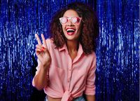 Treasures Gifted Pack of 1 Royal Blue Sparkling Foil Door 3 x 8 Feet Curtains Party Fringe Metallic Decorations Tinsel Window Supply for Under The Ocean Sea Themed Event