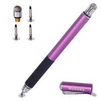 Honsky Touch Screen Stylus: Universal 2 in 1 Precision Fine Tip Disc & Mesh Stylus, Stylist Pens, Capacitive Touchscreen Stylus Pen for Cell Phone Tablet (4 Replacement Tips,Purple)