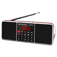 Lefon Multifunction Digital FM Radio Media Speaker MP3 Music Player Support TF Card USB Drive with LED Screen Display and Setting Timing Shutdown Function (Red)