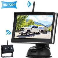 HD 720P Digital Wireless Backup Camera High-Speed Observation System for RVs/Trucks/Vans/Pickups/Trailers with 5''Monitor Rear/Front View IP69K Waterproof Super Night Vision Continous/Reversing Use