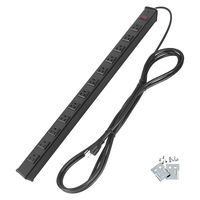 BESTTEN 12-Outlet Heavy Duty Metal Power Strip, 12ft Long Extension Cord, 15A/125V/1875W, On/Off Switch with Circuit Breaker, UL Listed, Black