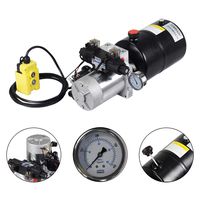 ECO LLC 6 Quart Double Acting 12V Hydraulic Power Unit 3200 PSI Max. Hydraulic Pump DC 12V Dump Trailer with Hydraulic Pressure Gauge(Round, with Steel Reservoir)