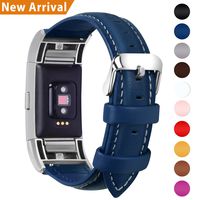 Fullmosa Compatible Fitbit Charge 2 Bands for Men Women, Genuine Leather Fitbit Band/Strap Compatible Charge 2, Dark Blue