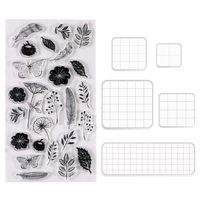 Acrylic Stamping Blocks Tools Set, BENBO 5 Pieces Assorted Sizes Clear Stamp Blocks with Grid Lines and 1 Sheet Clear Silicone Seal Stamps for Scrapbooking Crafts Card Making