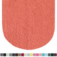 Gorilla Grip Original Luxury Chenille Oval Bath Rug Mat, 42x24, Extra Soft and Absorbent Large Shaggy Bathroom Rugs, Machine Wash Dry, Plush Carpet Mats for Tub, Shower, and Bath Room, Coral