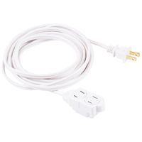GE 12 Ft Extension Cord, 3 Outlet Power Strip, 2 Prong, 16 Gauge, Twist-to-Close Safety Outlet Covers, Indoor Rated, Perfect for Home, Office or Kitchen, UL Listed, White, 51954