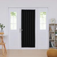 Deconovo French Door Panel Shade Dual Rod Pocket Blackout Curtains for Bedroom 54x72 Inch Black 1 Panel