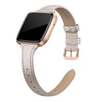SWEES Leather Bands Compatible with Fitbit Versa 2 / Fitbit Versa Lite & SE/Fitbit Versa, Slim Thin Genuine Leather Replacement Strap for Versa Women (5.5" - 7.9"), Black, Champagne, Rose Gold, Tan