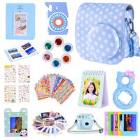 Amarcor Instax Mini 9 Camera Accessories Set for Fujifilm Instax Mini 9/ Mini 8/ Mini 8+ Camera,Includes Mini 9 Case/Albums/Six Color Filters/Selfie Lens/Camera Sticker (12 in 1 Blue Wave Point)