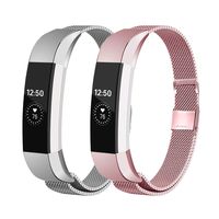 Fundro Replacement Bands Compatible with Alta HR and Alta, Stainless Steel Metal Bracelet Strap Replacement Wristband for Alta HR and Alta for Women Men, 2 Pack(Small,Rose Pink/Silver)