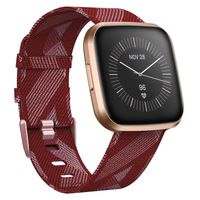 CAVN Woven Bands Compatible with Fitbit Versa 2 / Versa/Versa Lite, Fabric Bands for Women Men Breathable Replacement Strap Bracelet Wristband Band (Small (5.5"-7.5"), Maroon&White)