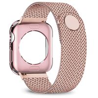 jwacct Compatible for Apple Watch Band with Screen Protector 38mm 40mm 42mm 44mm, Soft TPU Frame Case Cover Bumper Compatible for iwatch Series 1/2/3/4/5 Pink Gold