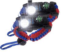 Nexfinity One Survival Paracord Bracelet - Tactical Emergency Gear Kit with SOS LED Light, Knife, 550 Grade, Adjustable, Multitools, Fire Starter, Compass, and Whistle - Set of 2 (USA)