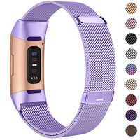 HAPAW Bands Compatible with Fitbit Charge 3, Women Men Metal Stainless Steel Replacement Accessories Straps Bracelet Compatible with Fitbit Charge 3 SE Fitness Tracker Small Large