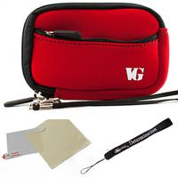 Red Black Trim Protective Soft Neoprene Cover Sleeve for Canon Power Shot ELPH 500 HS ELPH 510 HS S95 Powershot Point and Shoot Digital Camera and Pink 6 Inch Mini Tripod and Screen Protector