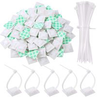 100 Pack Zip Tie Adhesive Mounts Self Adhesive Cable Tie Base Holders with Multi-Purpose Cable Tie (Length 150 mm, Width 2 cm, White)