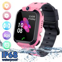 Kids Waterproof Smart Watch Phone, SZBXD LBS/GPS Tracker Touchscreen Smartwatch Games SOS Alarm Clock Camera Smart Watch Christmas Birthday Gifts for School Boy Girls (S12B-pink)