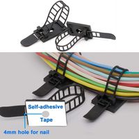 40pcs Cable Clips Adhesive Cable Ties, Reusable Ethernet Cable Clamps, Adjustable Nylon Cable Zip Ties Cable Clips Wire Organizer with Screw Mount for Home and Office - Black