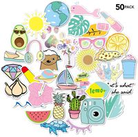 Stickers for Hydroflask, VSCO Girls Stuff, Cute Trendy Stickers for Water Bottle, Laptop, Travel, Durable Vinyl (50 Pack)