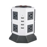 Power Strip Surge Protector 8 Outlets Extension Cords Oteck Tower Power Outlets With 4.5A USB Tower Charging Station 6.5FT Power Socket（Grey)