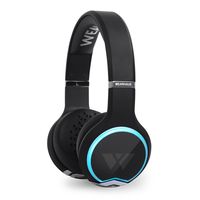 Wearhaus ARC+ Bluetooth Wireless Sharing Headphones, HiFi Bass Wired Headset w/Mic, Color Changing LED Light, On Ear Noise Isolating Soft Comfort Earpads for Gaming Travel Work, Touch Control - Black