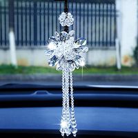 Car Rear View Mirror Pendant Crystal hanging Ornament Fashion Car Accessories Bling Colorful Mirror Pendant Lucky Crystal Auto Interior Decoration(White)